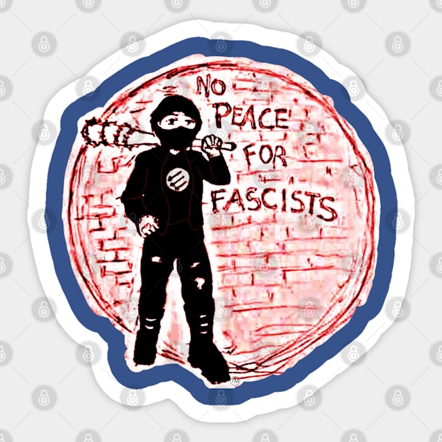 No Peace For Fascists - Darkened - ANITIFA Kicking Fascists Ass Since 1945 - Double-sided Sticker by SubversiveWare